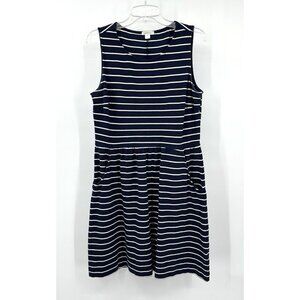 Navy Striped Sleeveless Dress